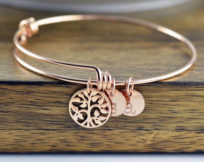 Rose Gold Family Tree Bracelet - Mother's Bracelet - Tree of Life Bracelet - Family Tree Jewelry - Grandmother Gift - Mothers Day Gift