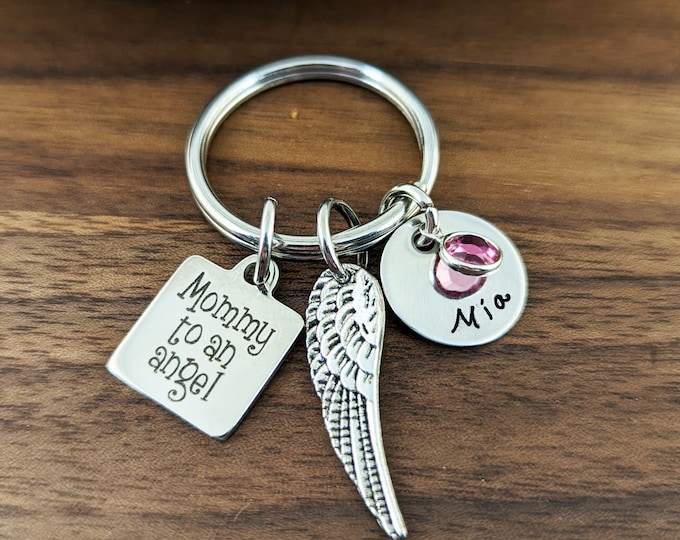 Mommy To An Angel KeyChain - Memorial Keychain, Remembrance Jewelry, Bereavement Gift, Sympathy Gift, Loss of Loved One, Infant Loss Gifts