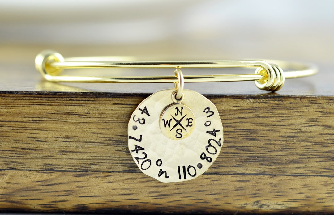 Gold Coordinate Bracelet, Coordinate Jewelry, GPS Coordinates ...