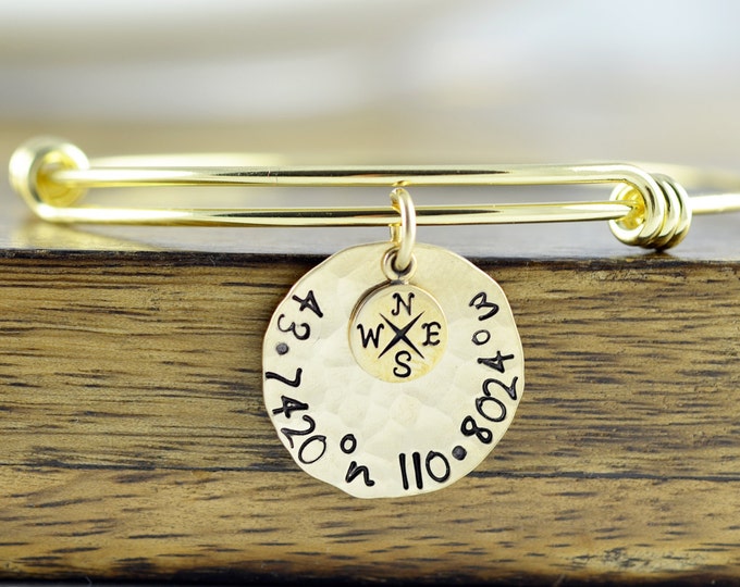 Gold Coordinate Bracelet, Coordinate Jewelry, GPS Coordinates, Coordinates Gift, Coordinate Bracelet, Friend Gift, Christmas Gift for Her