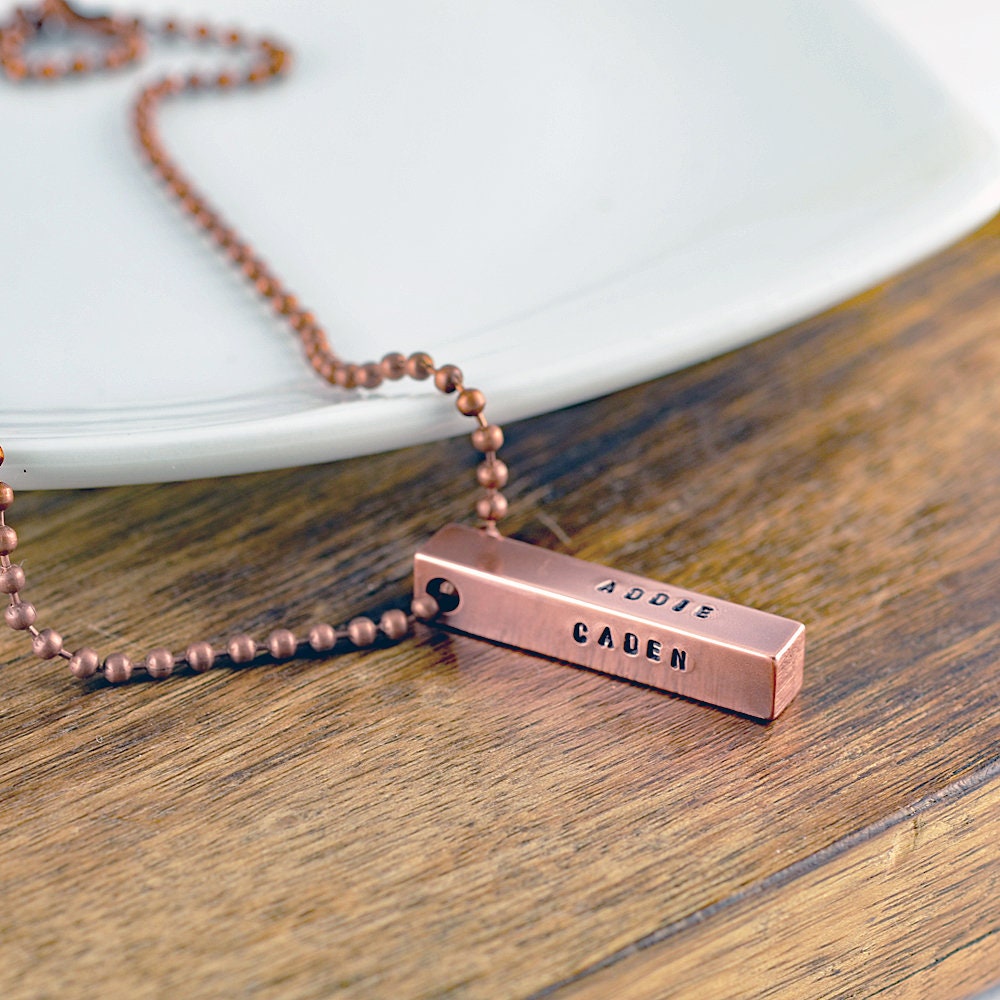 Copper bar necklace sale