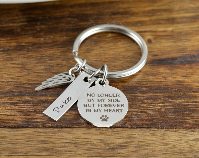 No longer by my side forever in my heart KeyChain, Dog Memorial Gift Personalized, Dog loss Gift, Pet Memorial Keychain, Pet Loss Keychain