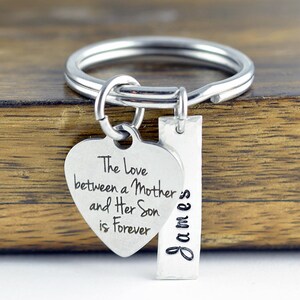 The Love Between A Mother And Her Son Is Forever Keychain / Mother and Son Gift, Mothers Jewelry, Mothers Day Gift, Mothers Keychain