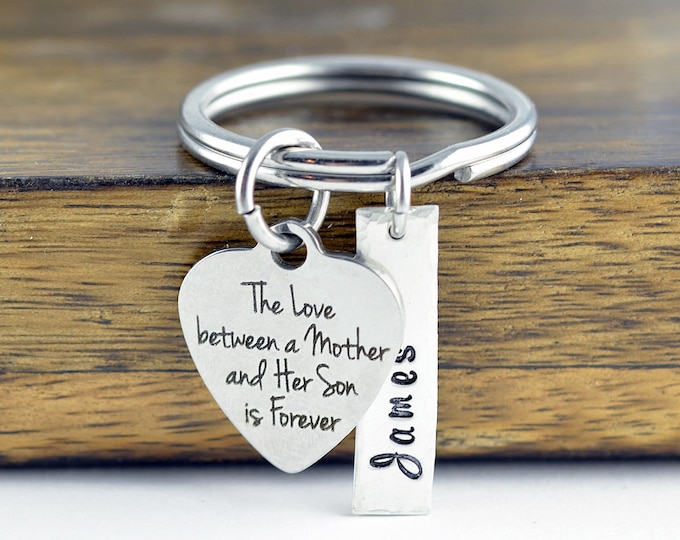 The Love Between A Mother And Her Son Is Forever Keychain / Mother and Son Gift, Mothers Jewelry, Mothers Day Gift, Mothers Keychain