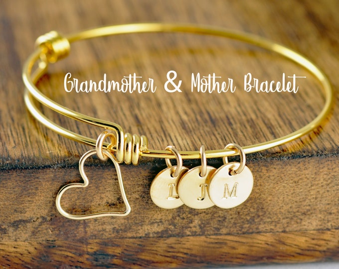 Gold Initial Bracelet, Mother's Bracelet, Grandma Bracelet, Family Bracelet, Gift for Her, Mothers Day Gift for Grandma, Mothers Day Jewelry