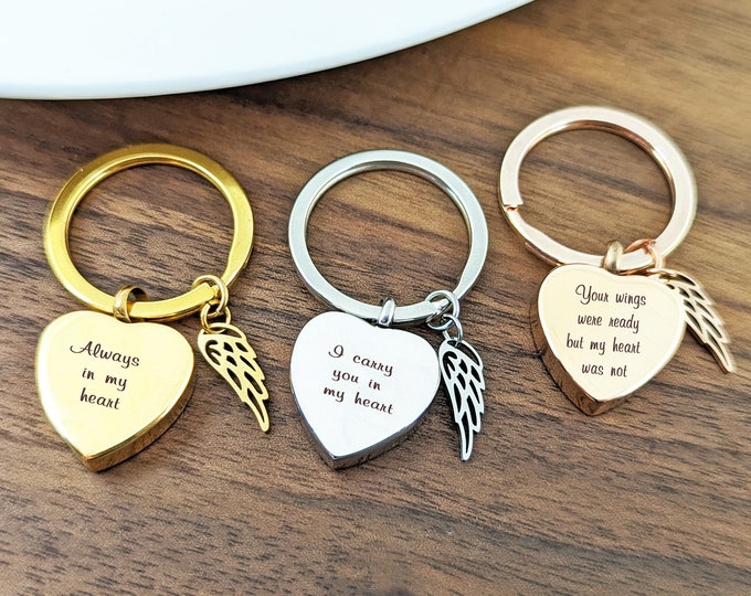 Cremation Heart Keychain, Cremation Jewelry, Urn keychain For Ashes, Cremation Keyring, Cremation Keepsake, Loss of Mother. Loss of Dog