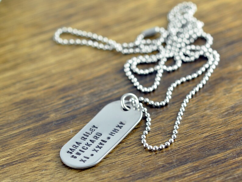 Personalized Mens Necklace Dog Tag Necklace Mens Jewelry Etsy