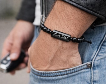 Pulsera de cremación para hombre, pulsera conmemorativa de cenizas, pulsera grabada personalizada, joyería para papá, pulsera de urna, regalo por la pérdida de un padre