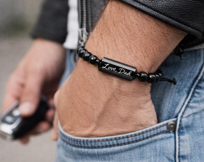 Cremation Bracelet for Men, Memorial Ashes Bracelet, Personalized Engraved Bracelet, Love Dad Jewelry, Urn Bracelet, Loss of Father Gift