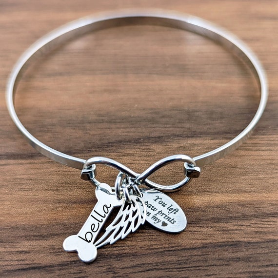 Dog Bone Bracelet, Pet Memorial Gifts, Custom Name, Infinity