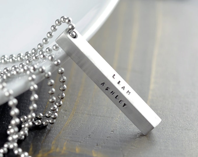 Personalized Fathers Day Gift for Him, Pendant Necklace, Gift for Men, Mens Jewelry, Men's Bar Necklace, Father's Day Gift, Gift for Husband