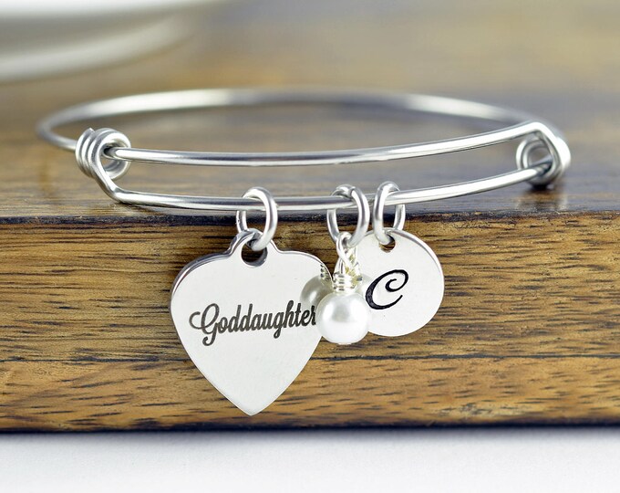 Goddaughter Bracelet, Goddaughter Gifts, Gift for Goddaughter, Religious Jewelry, Personalized Communion Charm Bracelet, Engraved