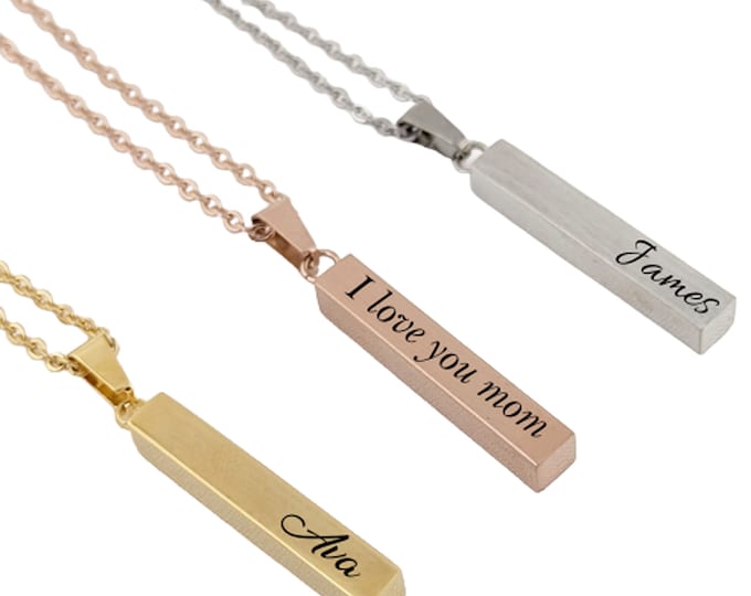 Bar Necklace Personalized for women with name vertical Bar Necklace, Gift for Mother, Mothers Day Jewelry
