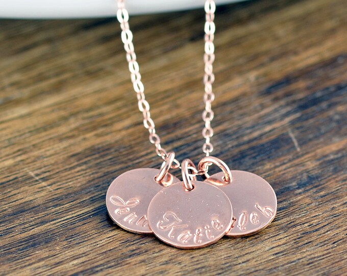 Rose Gold Jewelry, Rose Gold Necklace, Name Necklace, Personalized Name Necklace, Disk Necklace, Custom Name, Custom Circle Necklace