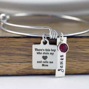 There&#39;s this boy who stole my heart he calls me mom bracelet / Mother and Son Bracelet, Mothers Jewelry, Mothers Day Gift, Mothers Bracelet