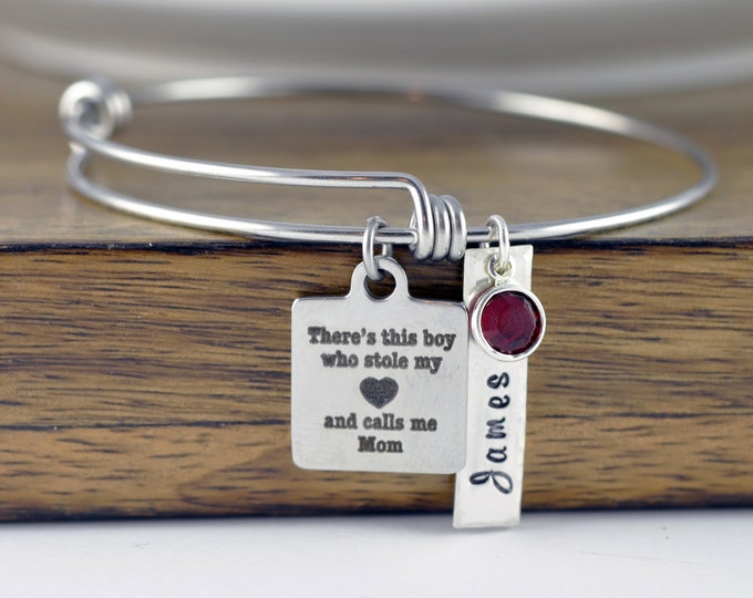 There's this boy who stole my heart he calls me mom bracelet / Mother and Son Bracelet, Mothers Jewelry, Mothers Day Gift, Mothers Bracelet