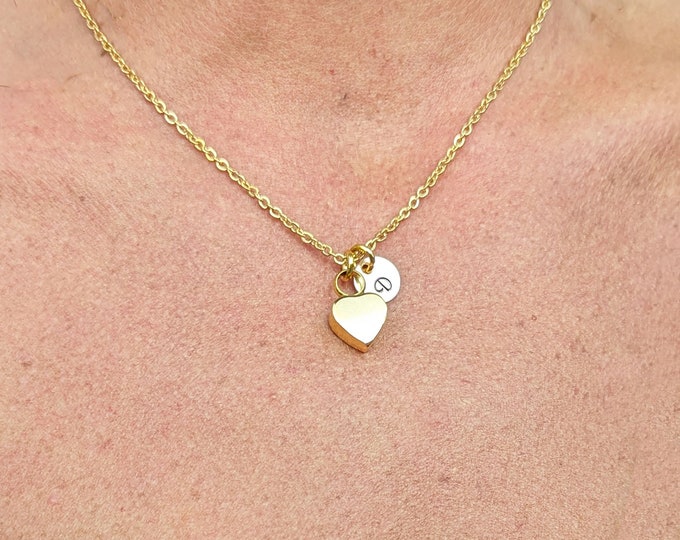 Cremation Jewelry, Ash Jewelry, Heart Cremation Pendant, Urn Necklace For Ashes, Silver Rose Gold Heart Necklace, Initial Cremation Necklace