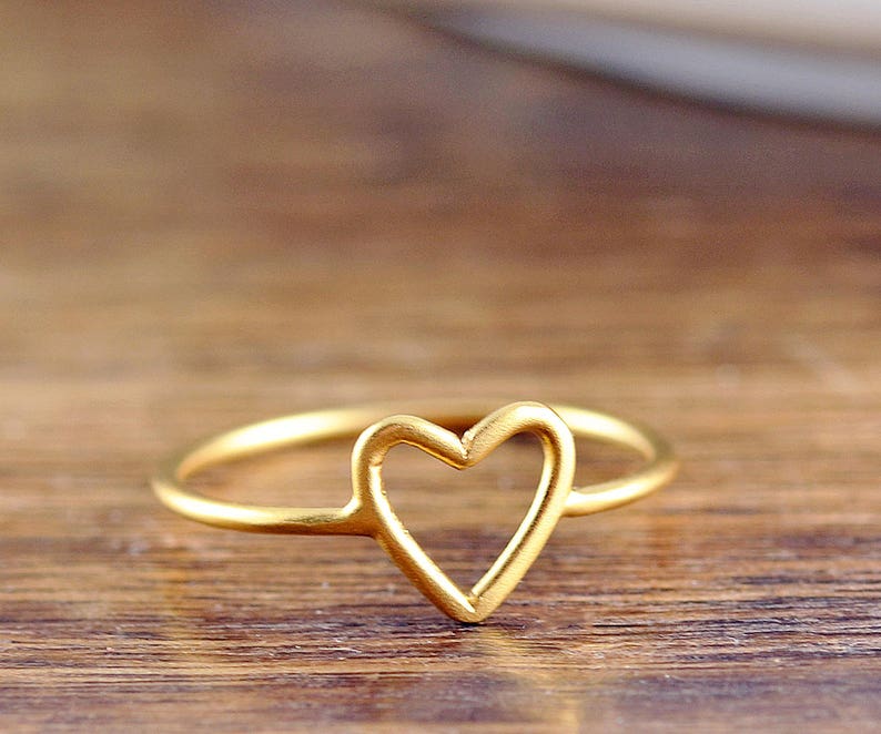 Gold Heart Ring Heart Ring Open Heart Ring Gold Jewelry | Etsy