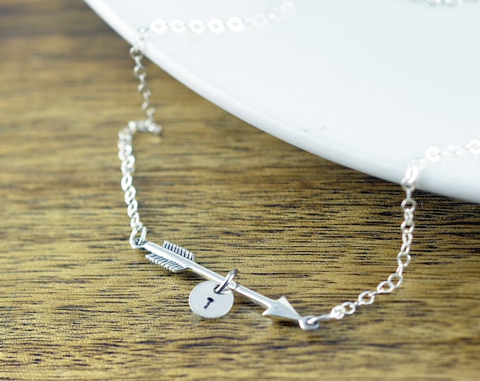 Arrow Necklace - Arrow Jewelry - Sterling Silver Arrow Necklace - Personalized Arrow Necklace - Silver Initial Necklace - Initial Jewelry