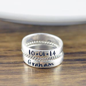 Stacking Rings - Mothers Ring - Stackable Name Rings - Gift for Mom - Personalized Stacking Ring - Mothers Jewelry - Mothers Ring