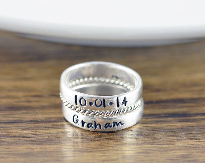 Stacking Rings - Mothers Ring - Stackable Name Rings - Gift for Mom - Personalized Stacking Ring - Mothers Jewelry - Mothers Ring