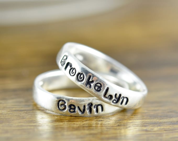 Stacking Rings, Hand Stamped Ring, Personalized Ring, Silver Rings, Personalized Jewelry, Mothers Ring, Mothers Jewelry, Gift for Mother