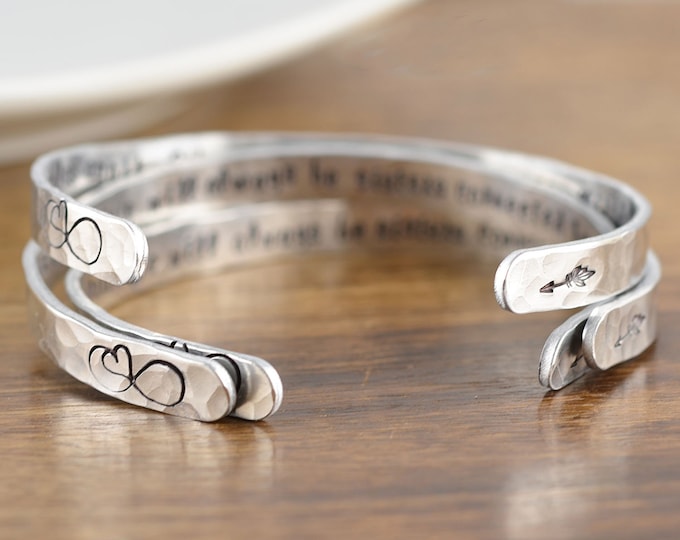 Cuff Bracelet, SISTERS Bracelet, Sisters Jewelry, Sisters Distance Gift, Sisters Side By Side, Sisters Connected By Heart, Sisters Cuff