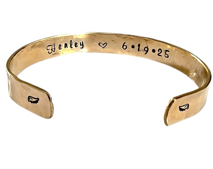Gold Cuff Bracelet, Memorial Bracelet, Remembrance Gifts, Baby Loss Gift, Dog Loss Gift, Sympathy Gift, Memorial Gift, Pet memorial bracelet