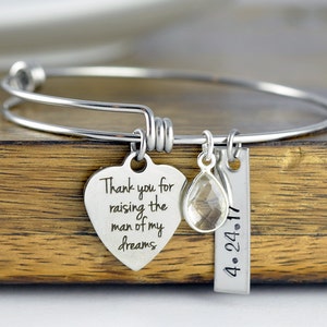 Mother Of The Bride Gift - Gift For Mother In Law - Groom Mother Gift - Thank You For Raising The Man Of My Dreams Bracelet  - Wedding Gift