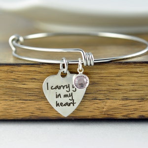 I Carry You In My Heart - Remembrance Jewelry - Memorial Bracelet - Sympathy Gift - Loss of Child Gift, Miscarriage, Personalized Bracelet