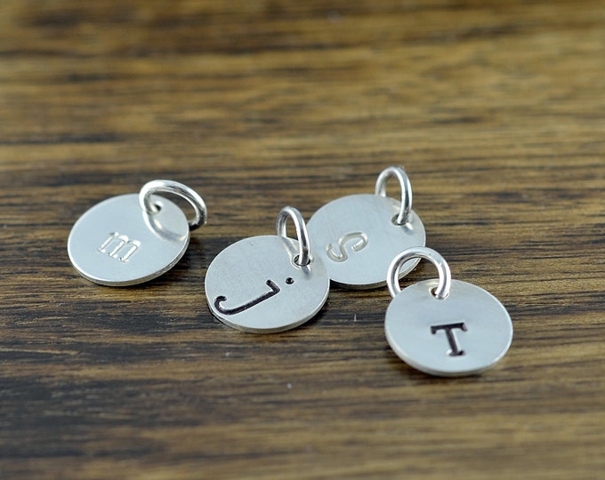 Sterling Silver Initial Charm, Personalized Initial, Add A Charm, Hand Stamped Sterling Silver Initial Disc