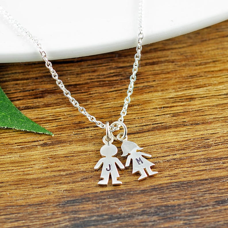 Personalized Silver Boy Charm Girl Charm Pendant Necklace Etsy