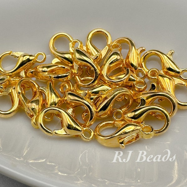 10, 25, 50 or 100 BULK Wholesale - 10mm x 6mm Gold Alloy Plated Lobster Claw Clasp Jewelry | Finding | Bracelet | Supplies | Crafts