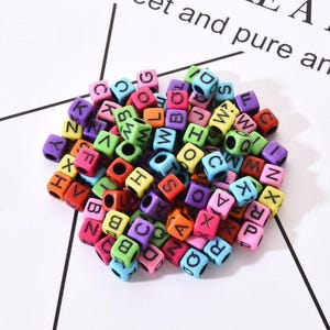 Package of 500! 6mm Acrylic Assorted Multi-colored Alphabet Letter Initial Loose Cube Craft Jewelry Name Beads · Hole: 3.5mm