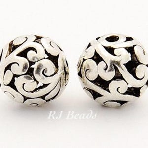5, 10, 25 or 50 pieces! BULK 10mm Heavyweight Silver Alloy Filigree Metal Round Ball Beads · Hole 2mm · Jewelry Findings · Craft · Supplies