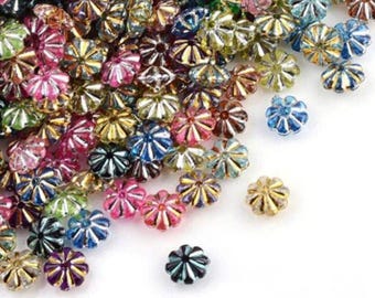 Package of 300! Wholesale 6.5mm Transparent Assorted Mixed Color Acrylic Flower Jewelry Making Craft Beads DIY