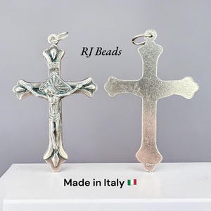 2&quot; Flared Silver Oxidized Crucifix Cross · Rosary Necklace Pendant Charm · Made in Italy · Shipped from USA!