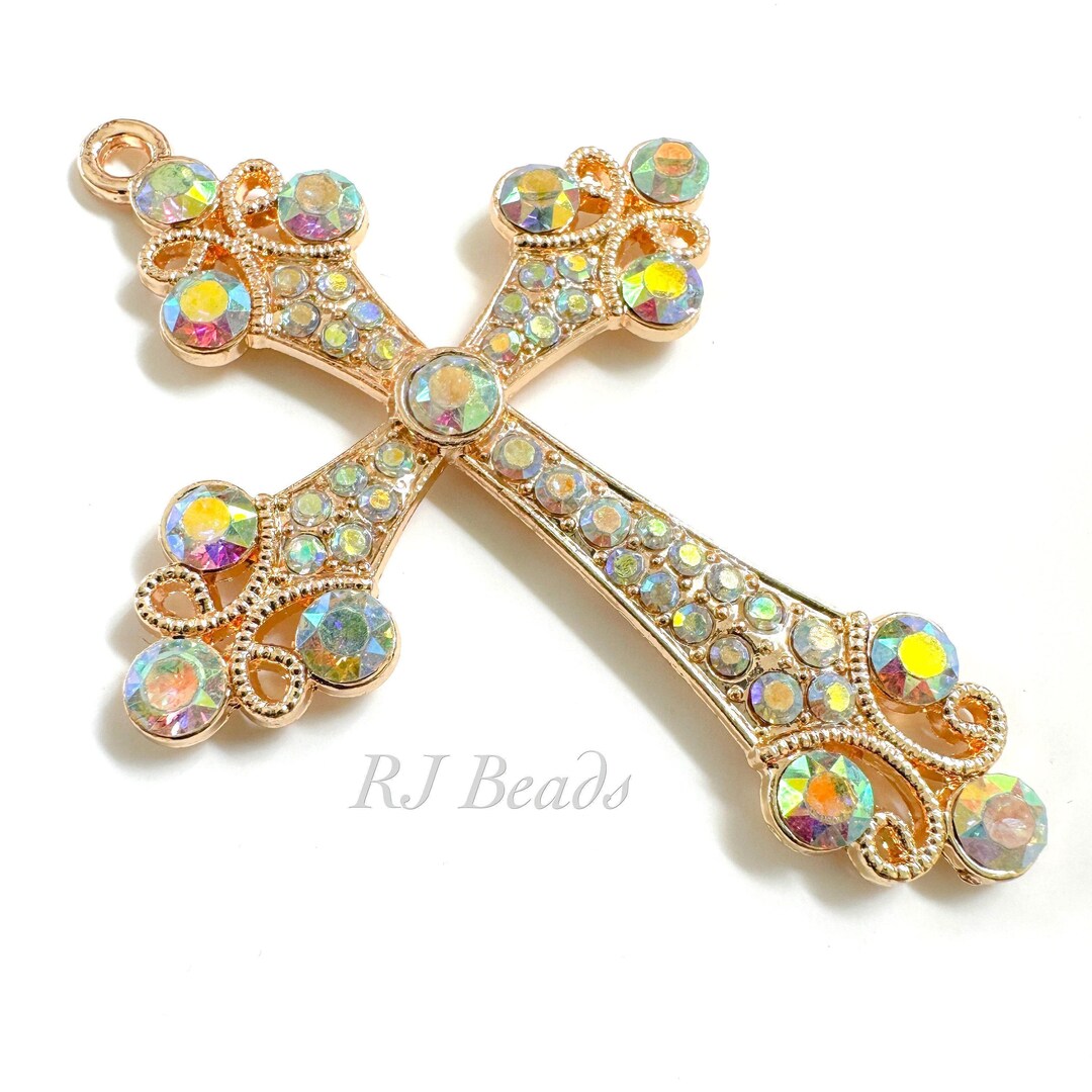 Package of 2 - Large Gold Rhinestone Crystal AB Iridescent Sparkling ...