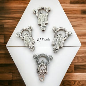 3/4&quot; Silver Miraculous Medal Rosary Italian Center Centerpiece Rosary Parts Connector Link Supplies - Made in Italy · Shipped from USA!