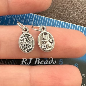 1/2" Small Tiny Silver Italian St Saint Michael Protecting Guardian Angel Double Sided Charm · Bracelet · Jewelry
