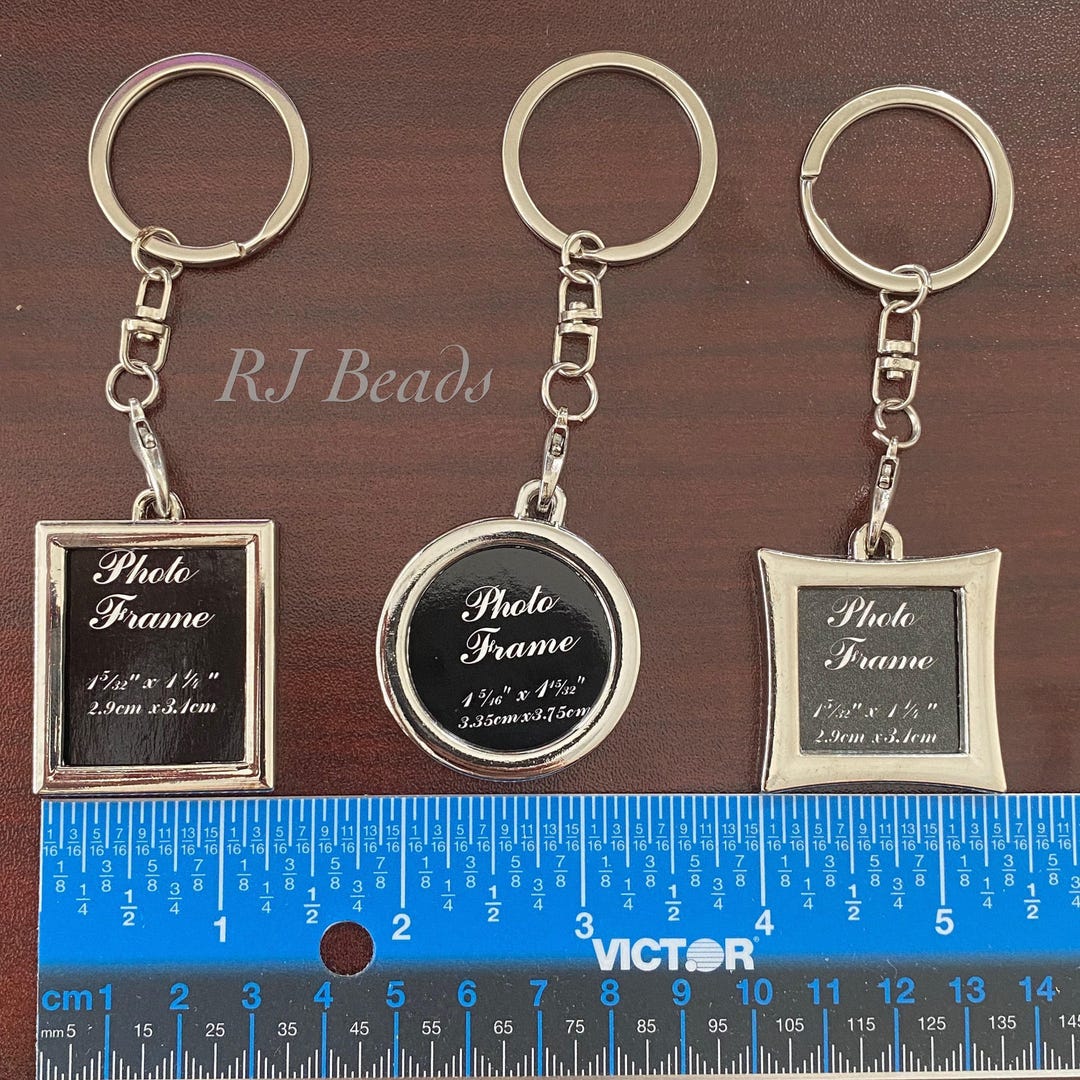 Round Keychain Frame Silver Photo Frame Key Chains – Round, Square, Rectangular for Wedding ...