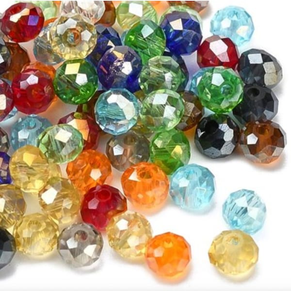 RJ Beads - Bag of 200!! 4x3mm Sparkling Assorted Mix Color AB Glass Rondelle Jewelry Making Supply Craft Beads - Shipped from USA!