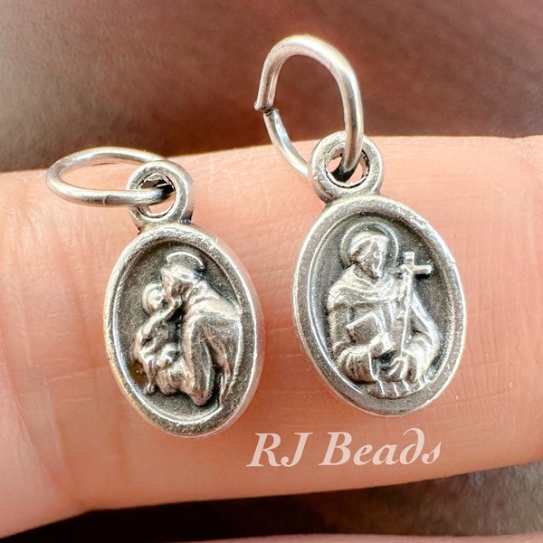 1, 10, 25 or 50 · BULK Small 1/2" Tiny Silver Italian St Saint Anthony · Saint Michael Dainty Charm · Bracelet · Jewelry · Shipped from USA!