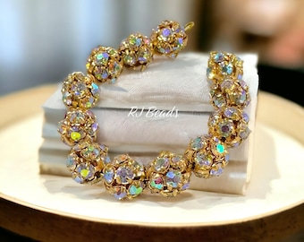 12 pcs! 6mm Czech Crystal AB Iridescent Sparkling Rhinestone Gold Plated Ball Round Craft Jewelry Beads · Shipped from USA!