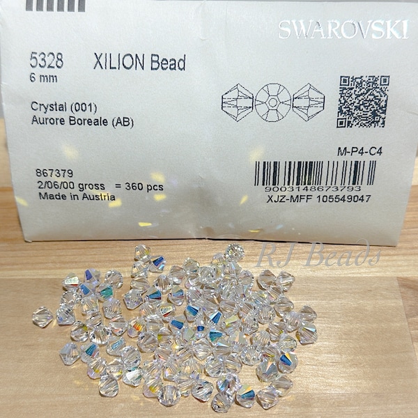 6mm Bicone 5328 · Genuine Swarovski Xilion Sparkling Crystal Jewelry Beads · AB Aurora Borealis · Birthstone Colors · Shipped from USA!