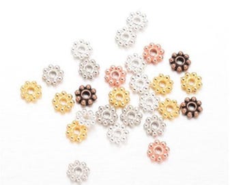 Small 4.5mm · Silver · Rose Gold Alloy Metal Daisy Spacers · Hole 1.5mm · Jewelry Making Findings