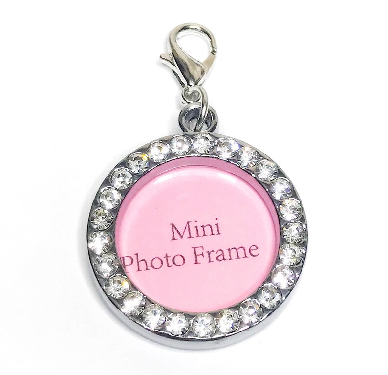 BULK Wholesale Round Circle Photo Charm w Clasp Bridal Wedding Silver Rhinestone Crystal Double Sided Picture Frame Memorial Free Ship!