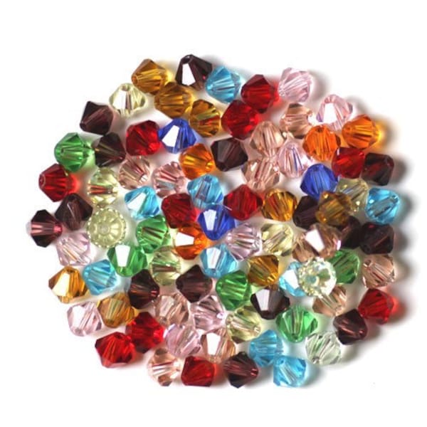 RJ Beads - 50 beads! 6mm Sparkling Assorted Mix Color Glass Bicone Jewelry Making Supply Craft Beads | Bracelets | Earrings | Rosary