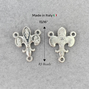 15/16&quot; Silver Oxidized Fleur-de-Lis Fiat Center Centerpiece · Made in Italy · Shipped from USA!