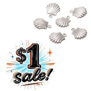 Stainless Steel Light-Weight Silver Small Seashell Shells Fun Charms for Jewelry Making, DIY Projects, Pendant, Crafts, Keychains, Bracelet